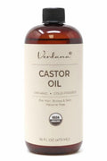 Organic Castor Oil, Cold Pressed & Hexane Free – for Hair & Scalp Care, Eyelashes, Eyebrows & Skin Moisturizing – USDA Certified, Pure & Natural – 16 Fl Oz