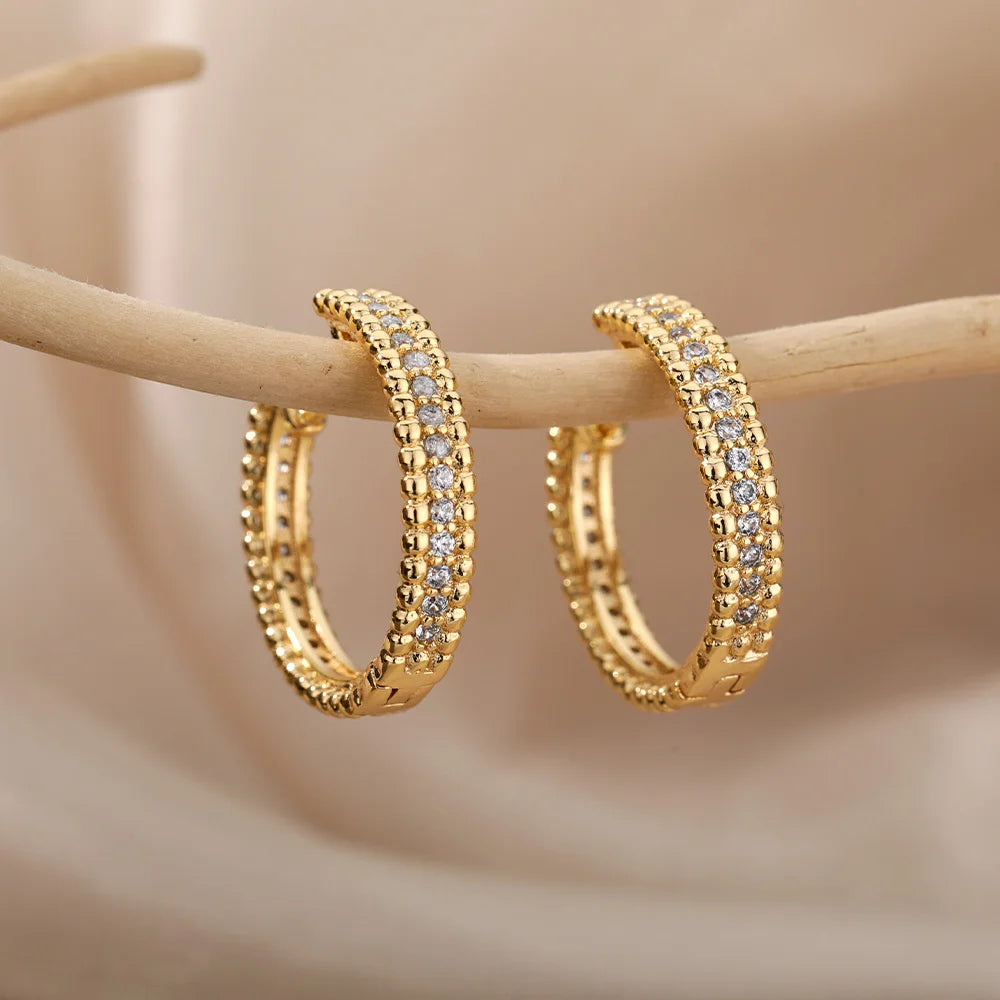 Round Hoop Earrings for Women Gold Color Stainless Steel Earrings 2026 Trend Wedding Band Couple Jewelry Gift Brincos Feminino