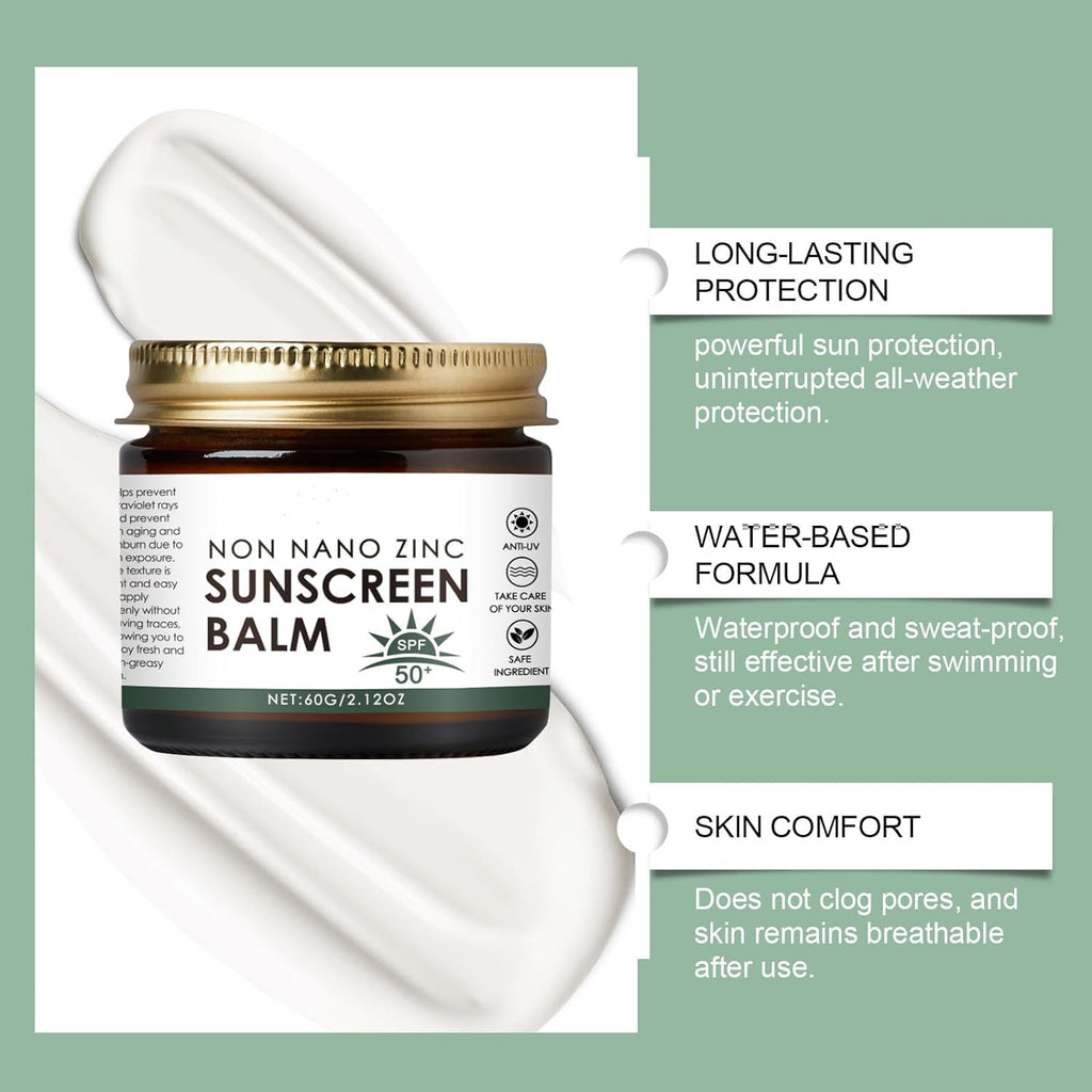 Beef Tallow Sunscreen with Zinc - SPF 50 Natural Sun Balm, Grass-Fed Beef Tallow Moisturizer for All Skin Types (2-Pack)