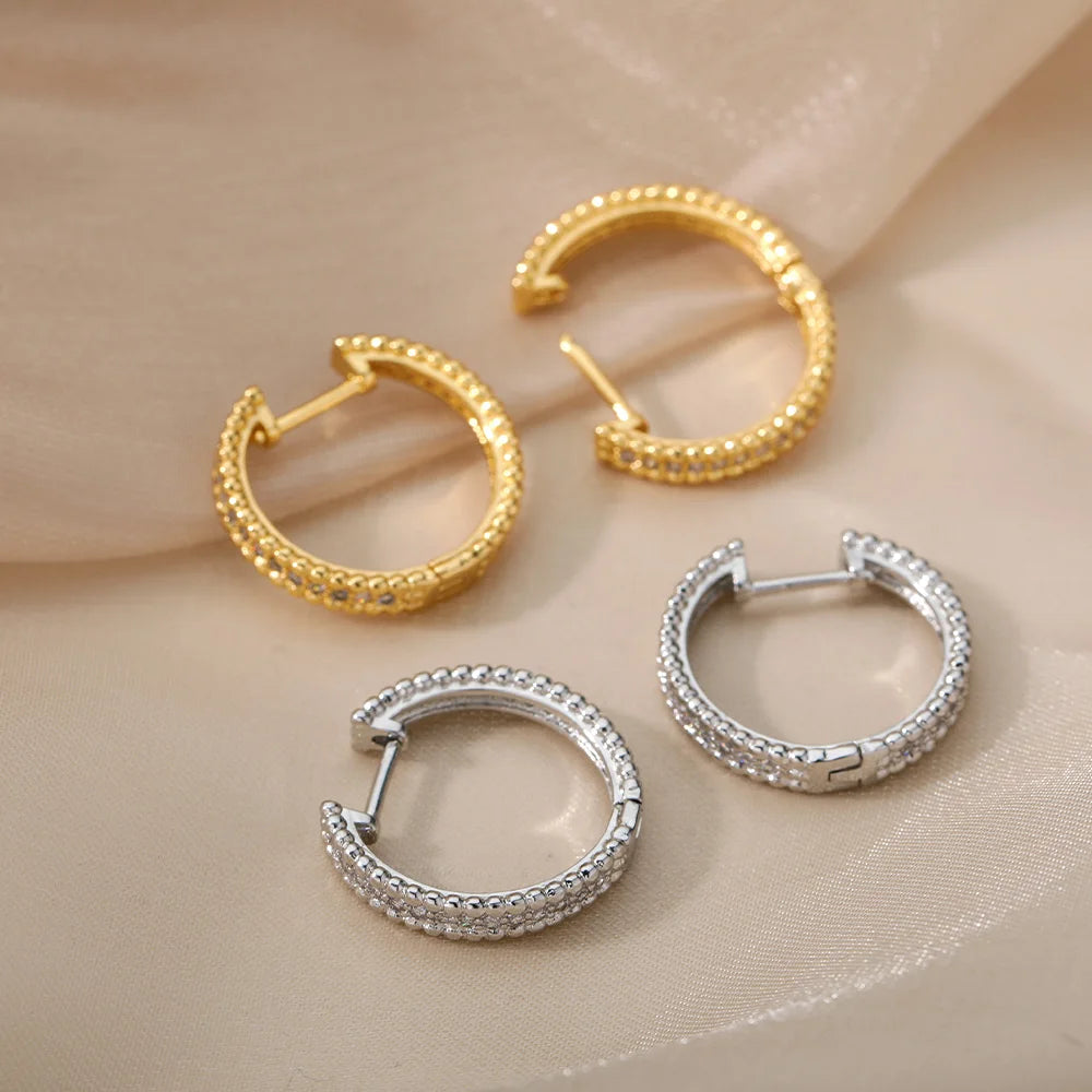 Round Hoop Earrings for Women Gold Color Stainless Steel Earrings 2026 Trend Wedding Band Couple Jewelry Gift Brincos Feminino