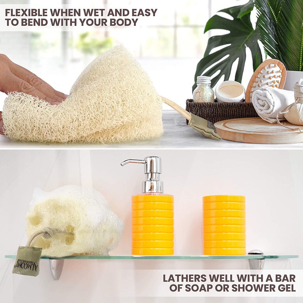 Natural Loofah Body Scrubber, Egyptian Loofah Sponge, 3 Count