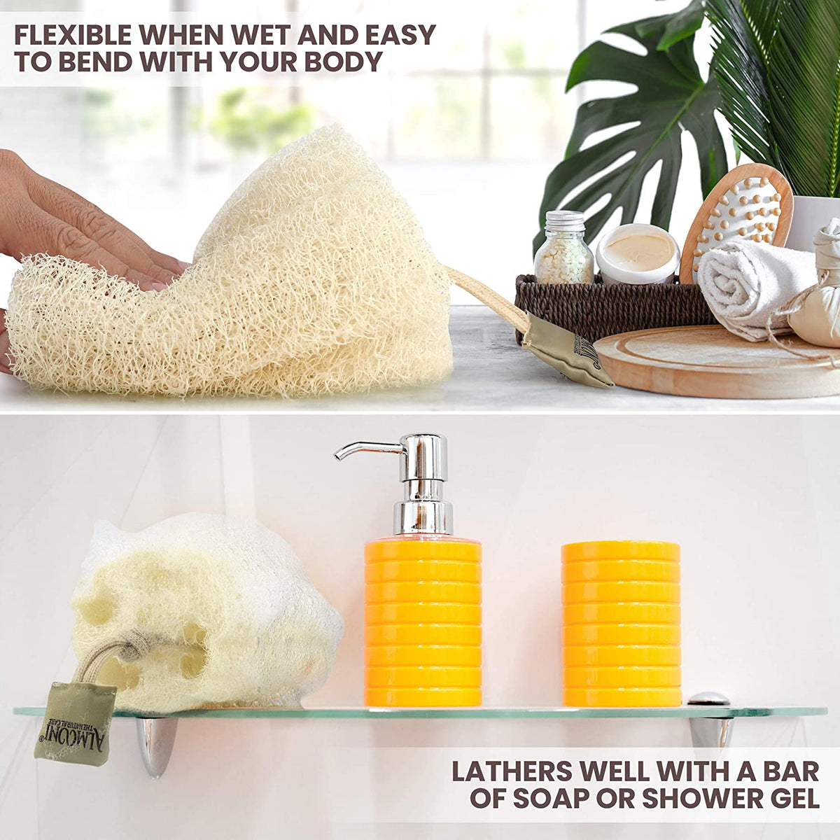 Natural Loofah Body Scrubber, Egyptian Loofah Sponge, 3 Count