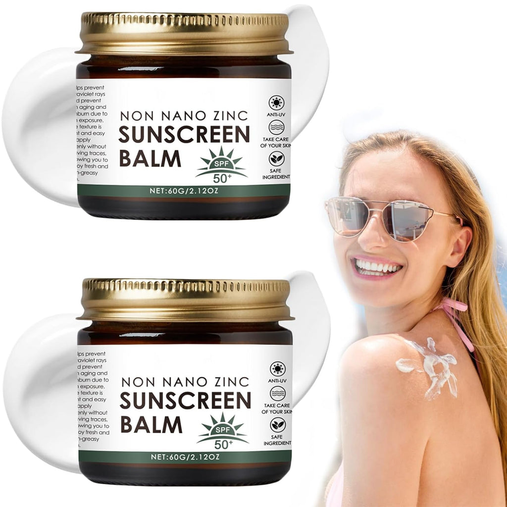 Beef Tallow Sunscreen with Zinc - SPF 50 Natural Sun Balm, Grass-Fed Beef Tallow Moisturizer for All Skin Types (2-Pack)
