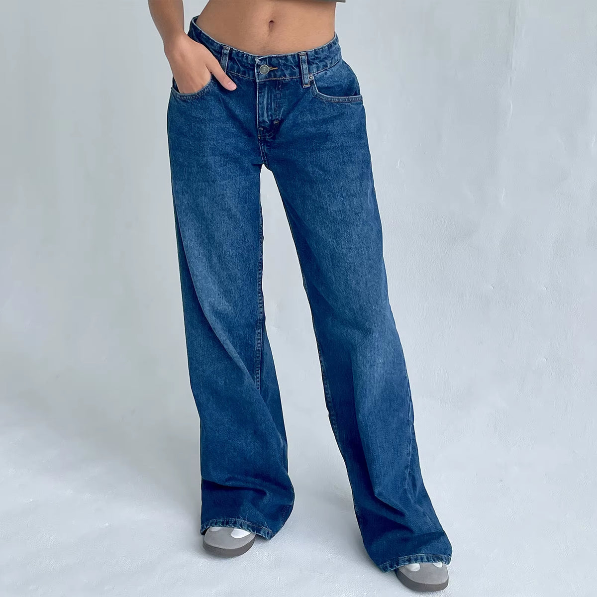 Y2K Baggy Jeans for Women Trendy Low Rise Casual Straight Leg Boyfriend Jeans Denim Pants with Pocket Streetwear