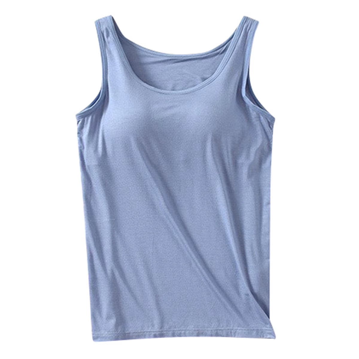 Womens Tank Tops with Built in Bras 2024 Summer Casual Crew Neck Sleeveless Camisole plus Size Solid Color Tops for Women