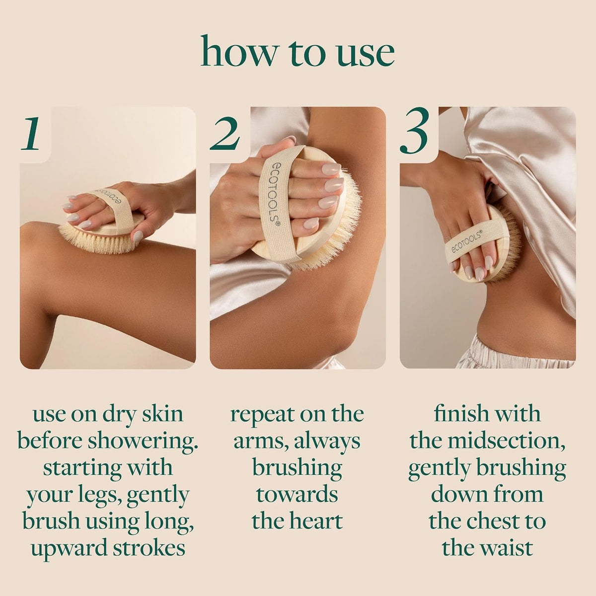 Dry Body Brush for Dry Brushing, Smooth Skin, 1 Count