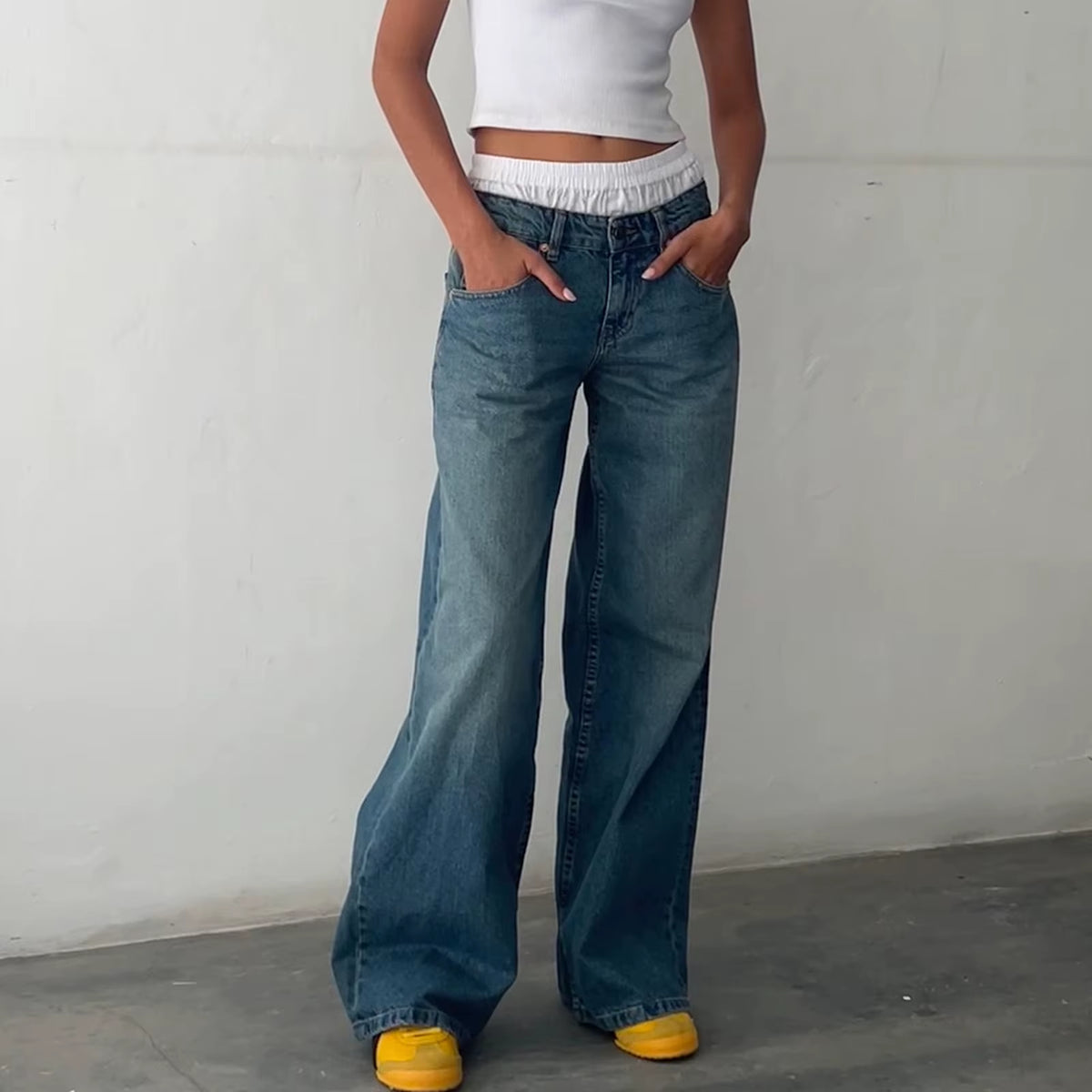 Y2K Baggy Jeans for Women Trendy Low Rise Casual Straight Leg Boyfriend Jeans Denim Pants with Pocket Streetwear
