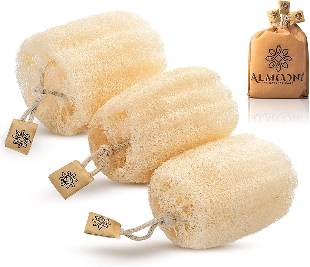 Natural Loofah Body Scrubber, Egyptian Loofah Sponge, 3 Count