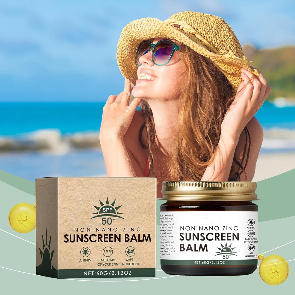 Beef Tallow Sunscreen with Zinc - SPF 50 Natural Sun Balm, Grass-Fed Beef Tallow Moisturizer for All Skin Types (2-Pack)