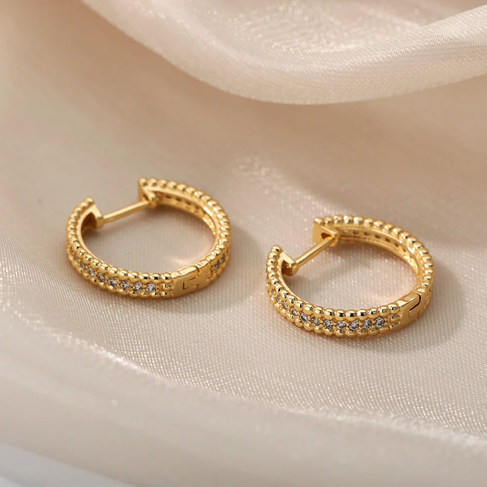 Round Hoop Earrings for Women Gold Color Stainless Steel Earrings 2026 Trend Wedding Band Couple Jewelry Gift Brincos Feminino