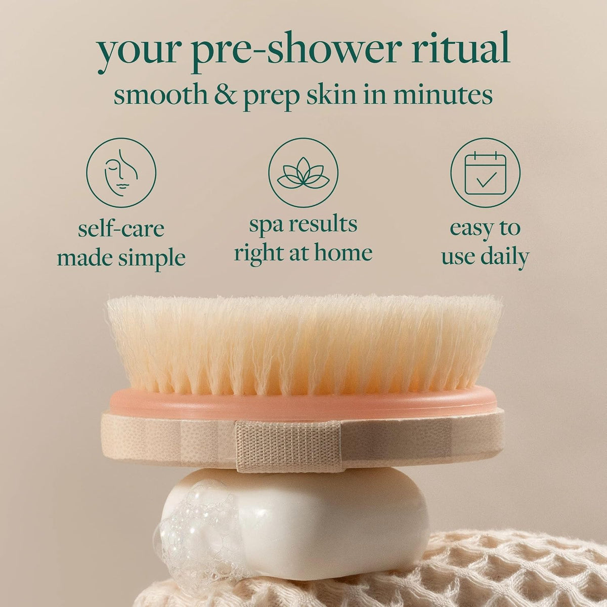Dry Body Brush for Dry Brushing, Smooth Skin, 1 Count