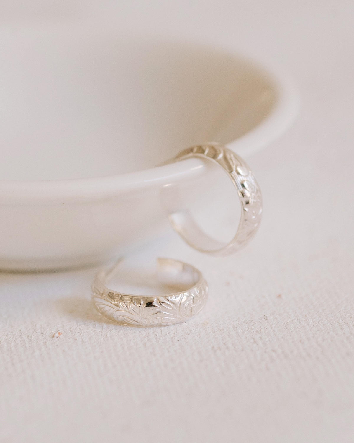 Floral Etched Hoop Earrings 14K Gold Filled, Botanical Hoops, Everyday Gold Earrings, Gift for Her